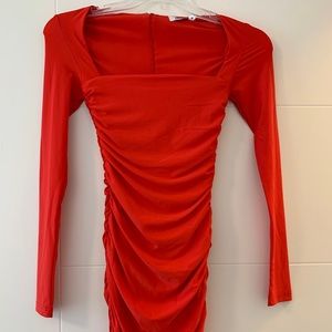 Red Mini Ruched dress - XS/ NWT